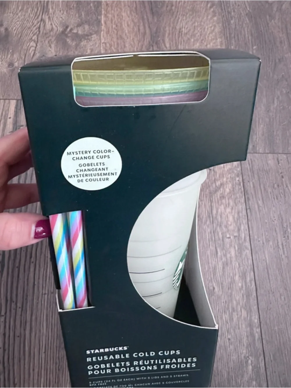 Starbucks Reusable Cold Cups Set with Rainbow Straws - White Cups